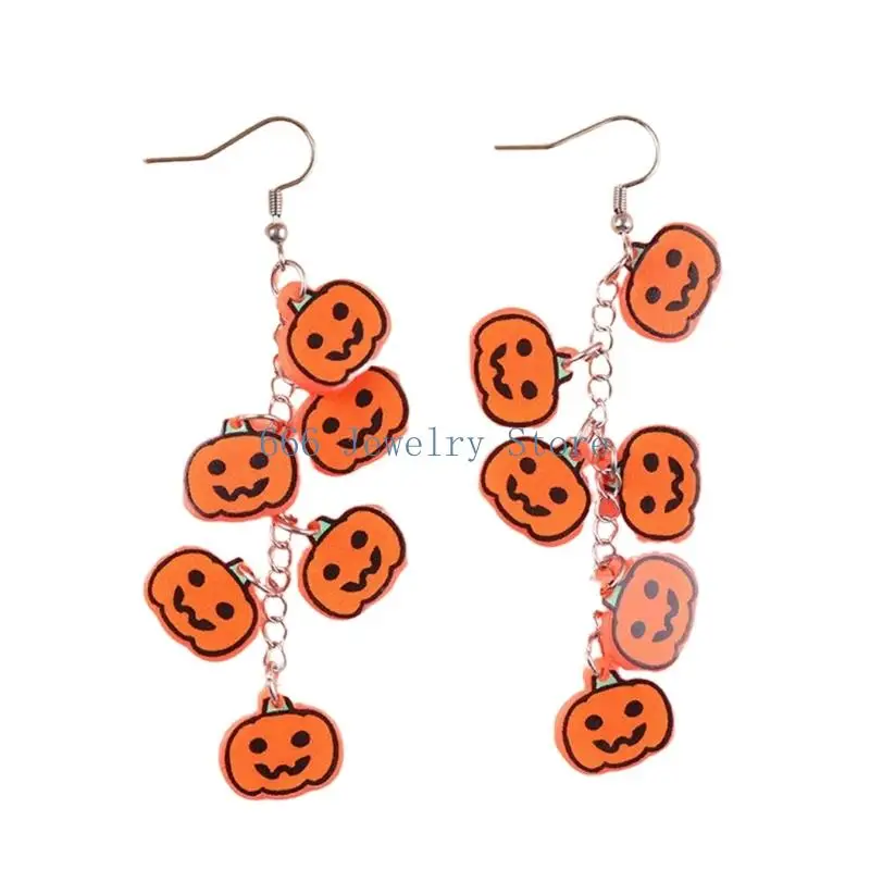 F2TD Halloween Acrylic Dangle Earrings with Fish Hook Drop, Lightweight Party Jewelry Pair for Costume Styling and Fall Photos