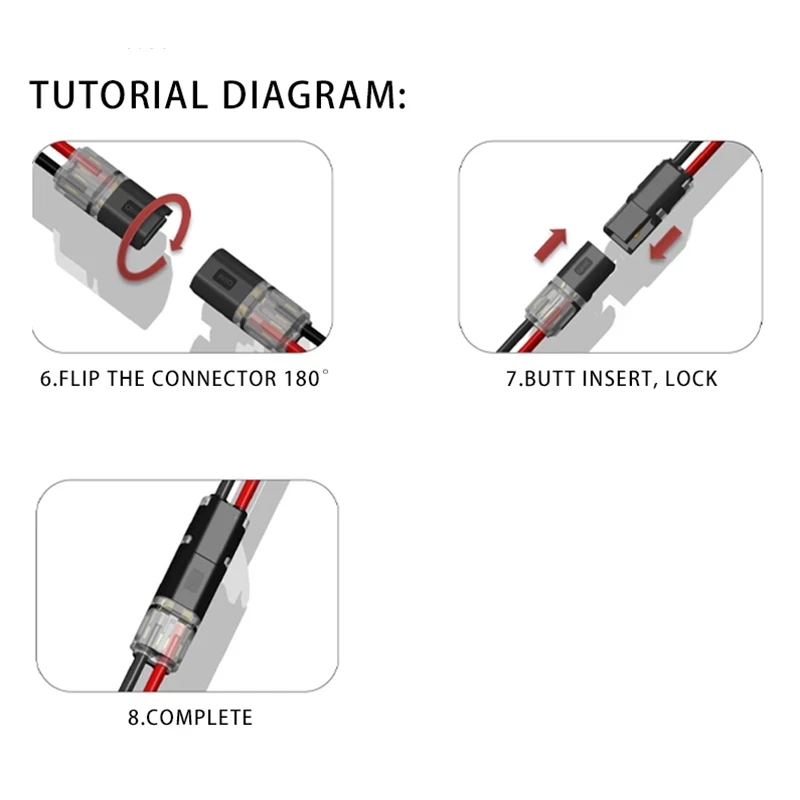 10PCS Fast Pluggable Wire Connector 2Pin Splice Electrical Cable Crimp Terminals For Wires Wiring LED Car Connectors 22-20AWG