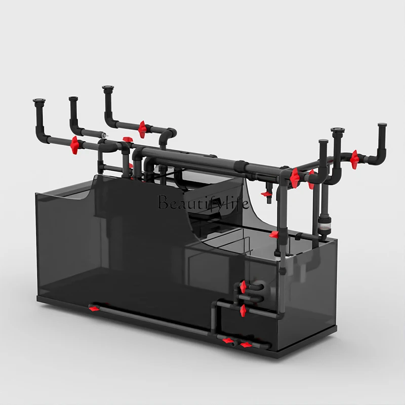 Large Goldfish Tank for Living Room with Ultra-clear Screen Partition, Tubeless Bottom Filter Aquarium