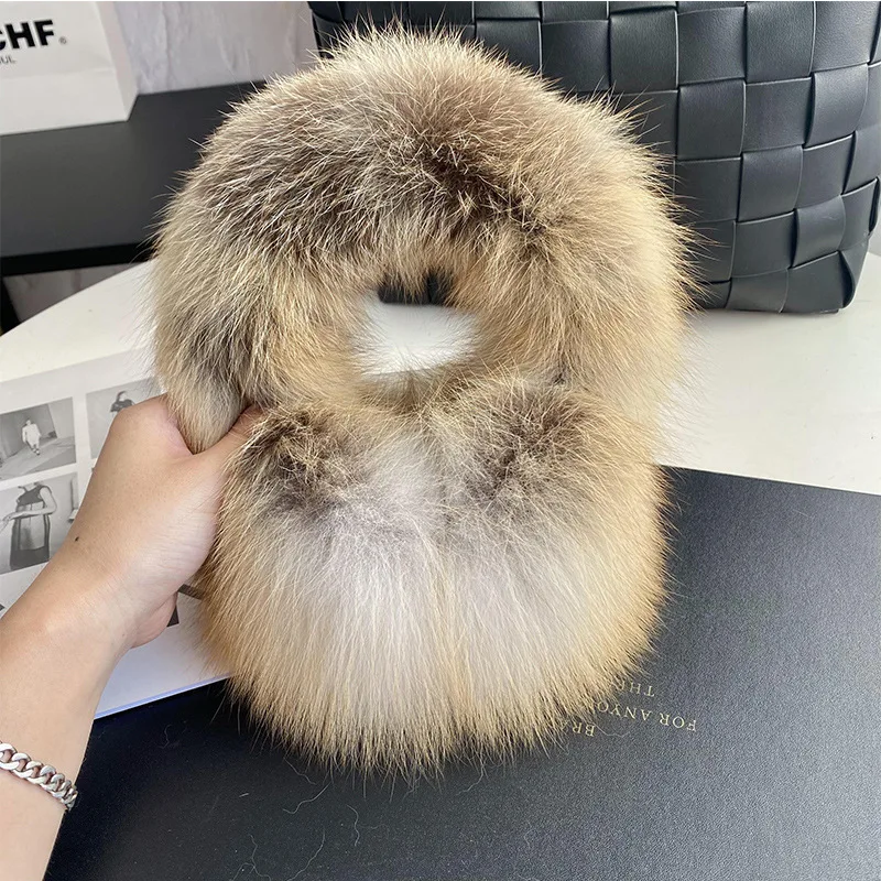 Real Fox fur earmuffs are windproof and warm in winter ear caps are thickened on both sides and covered with plush big ears