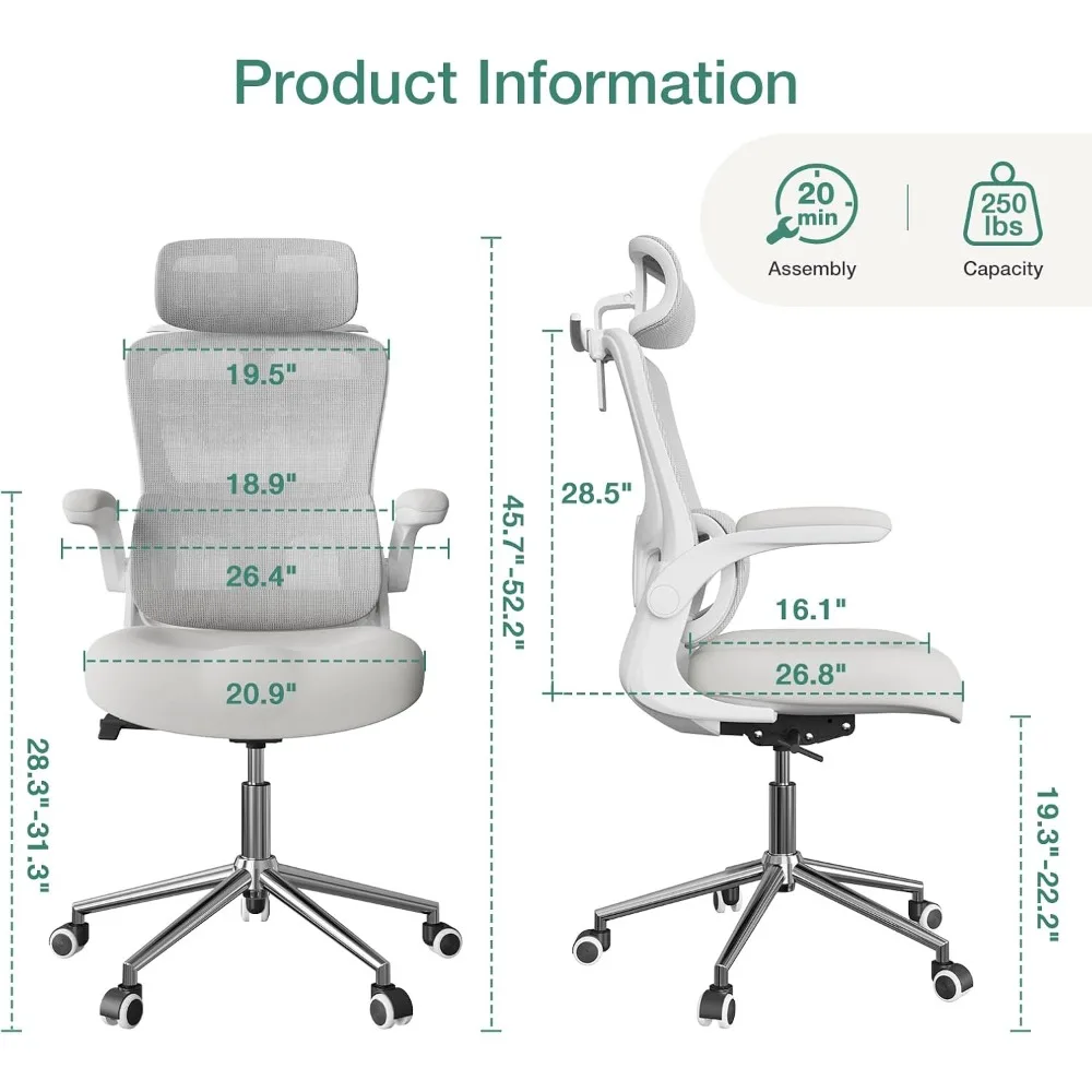 Gaming Chair with Thick Molded Foam Cushion, Adjustable Lumbar Support, Adjustable Headrest and Flip-up Armrests, Computer Chair