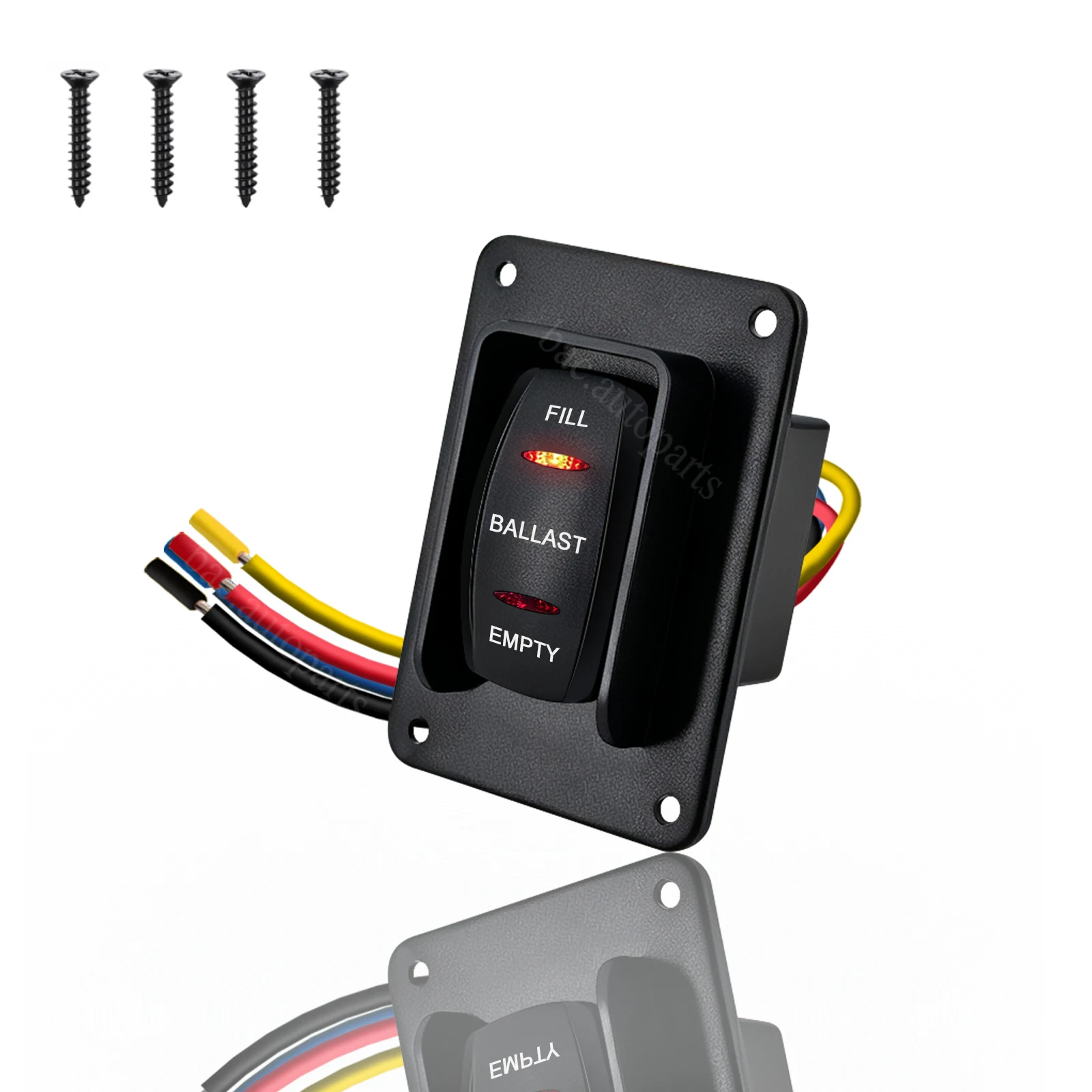 12V Waterproof Reverse Polarity Rocker Switch 4Pin ON-OFF-ON Bilge Pump Switch FILL BALLAST EMPTY for Marine Boat Ballast Pump