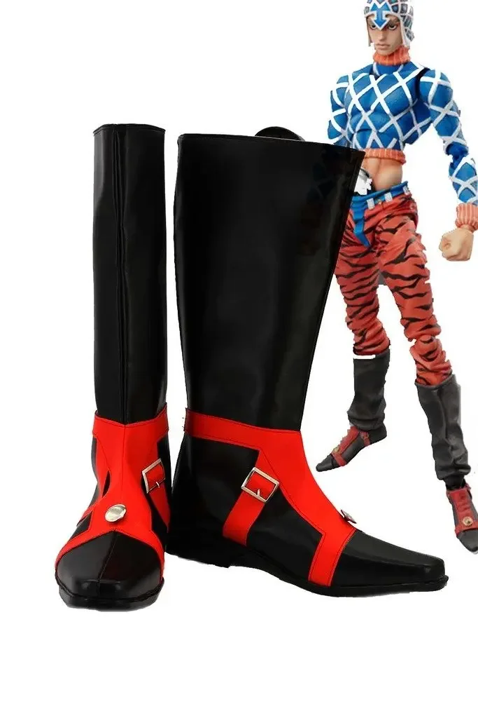 

JOJO'S BIZARRE ADVENTURE 5 GUIDO MISTA Cosplay Shoes Black Boots Custom Made