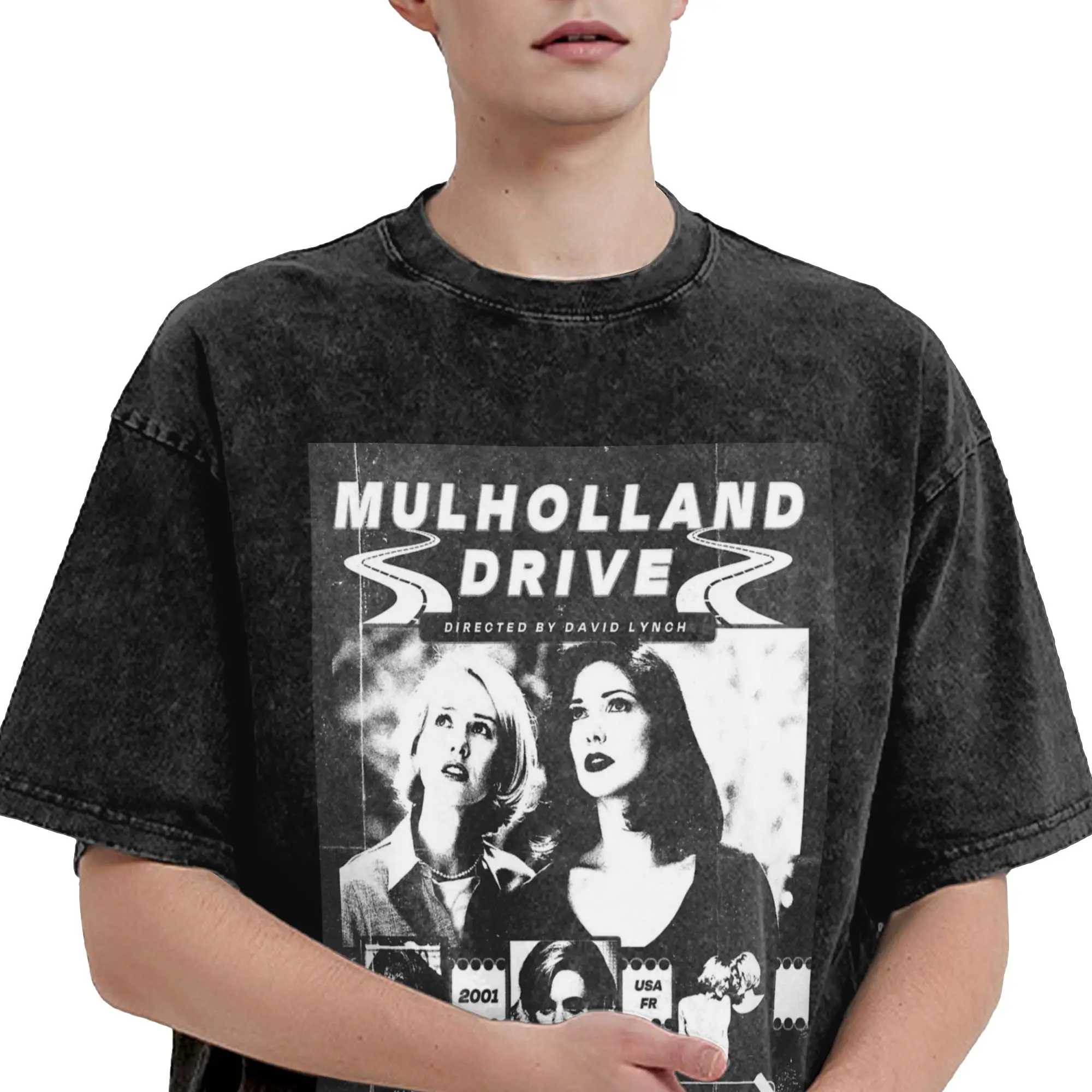 Harajuku Washed Shirt Mulholland Drive Merch Vintage T Shirt High Street  Streetwear Short Sleeve Summer Tee Shirt