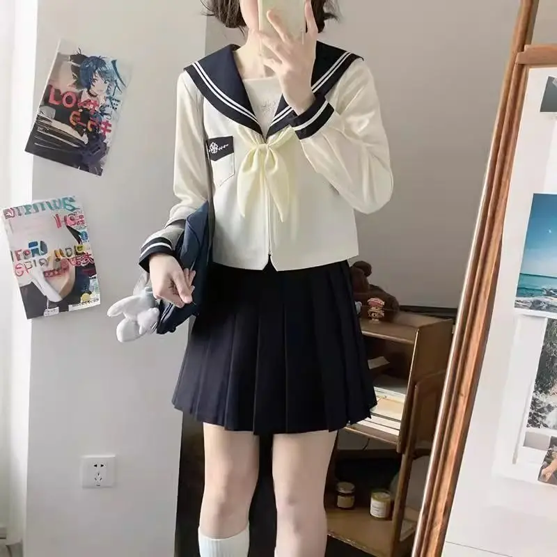 Japanischer koreanischer JK-Uniformanzug, College-Stil, Frühlings-Matrosenanzug, lange kurze Ärmel, drei Farben, optional, niedlicher Stil, Rollenspiel