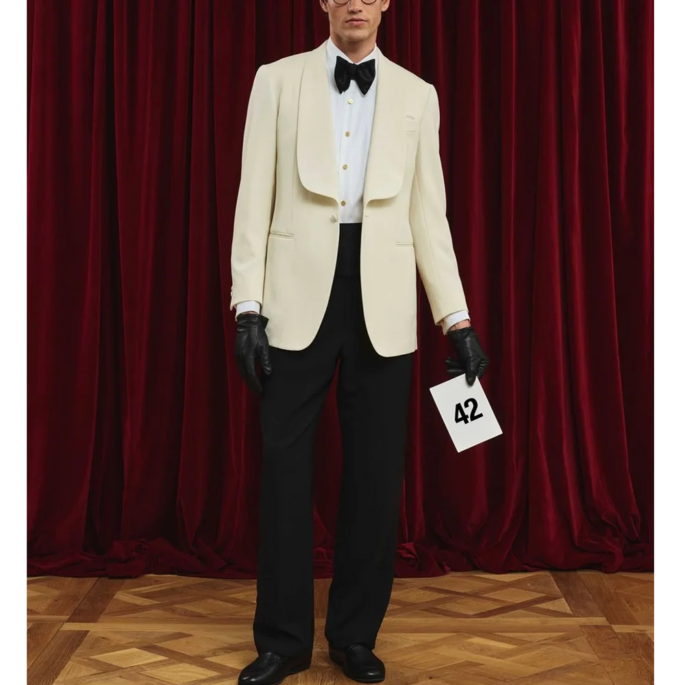 

Latest Design Suit For Men Chic Single Button Elegant Male Clothing Jacket Pants Shawl Lapel Formal Party Prom Set Two Piece