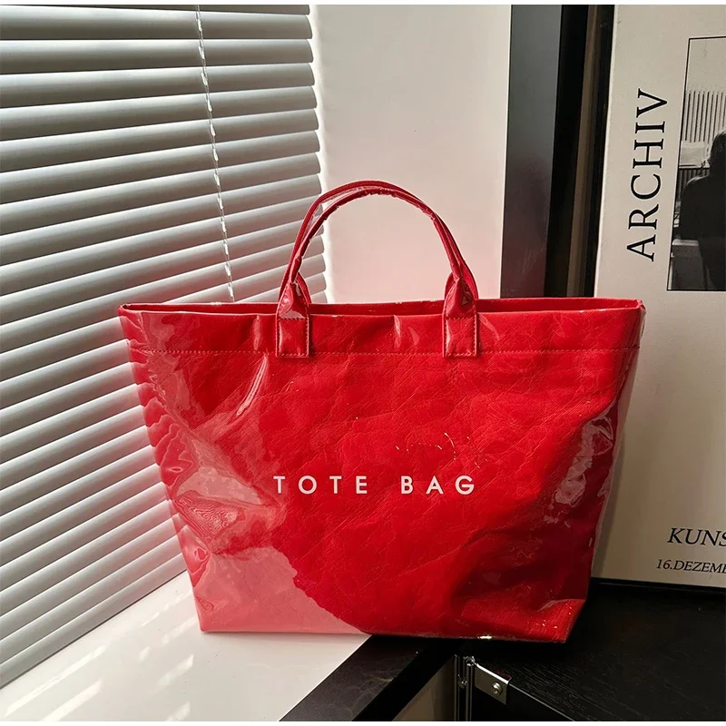 Dupont Letter Design PVC-Einkaufstasche, vielseitige bunte Handtasche, minimalistische, langlebige Einkaufstasche, große Kapazität, Reisetasche für Damen – Detail 18