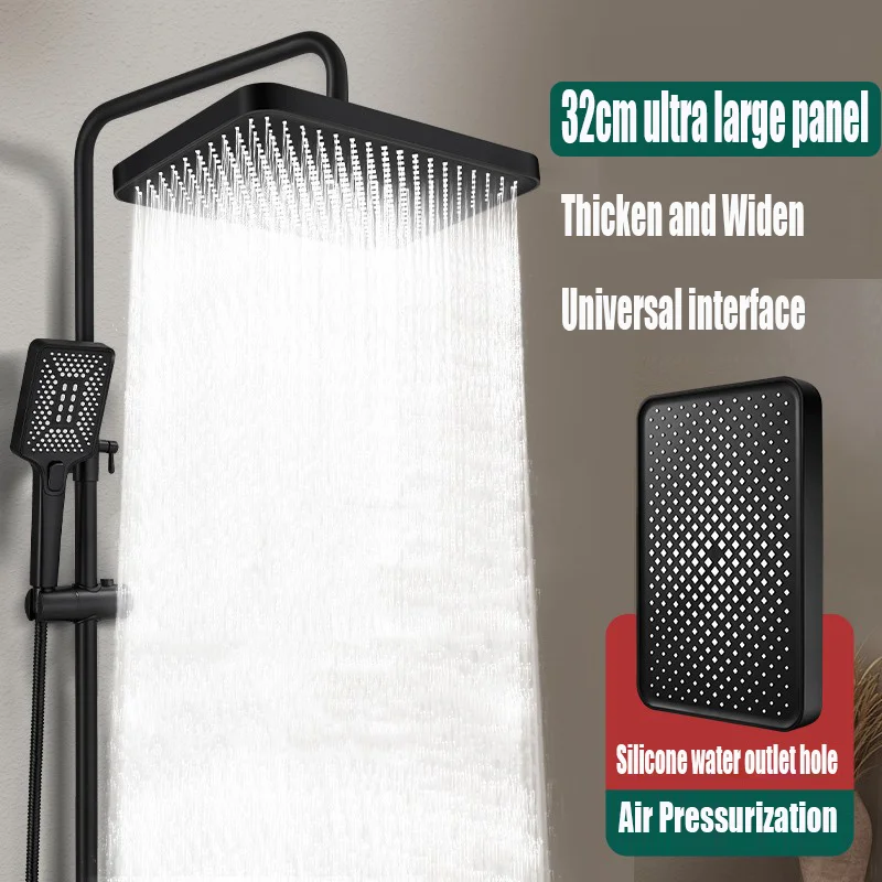 

13-дюймовая большая панель, большой поток, потолочная насадка для душа с наддувом, набор 3 режима, насадка для душа высокого давления с дождевой насадкой для ванной комнаты ﻿
