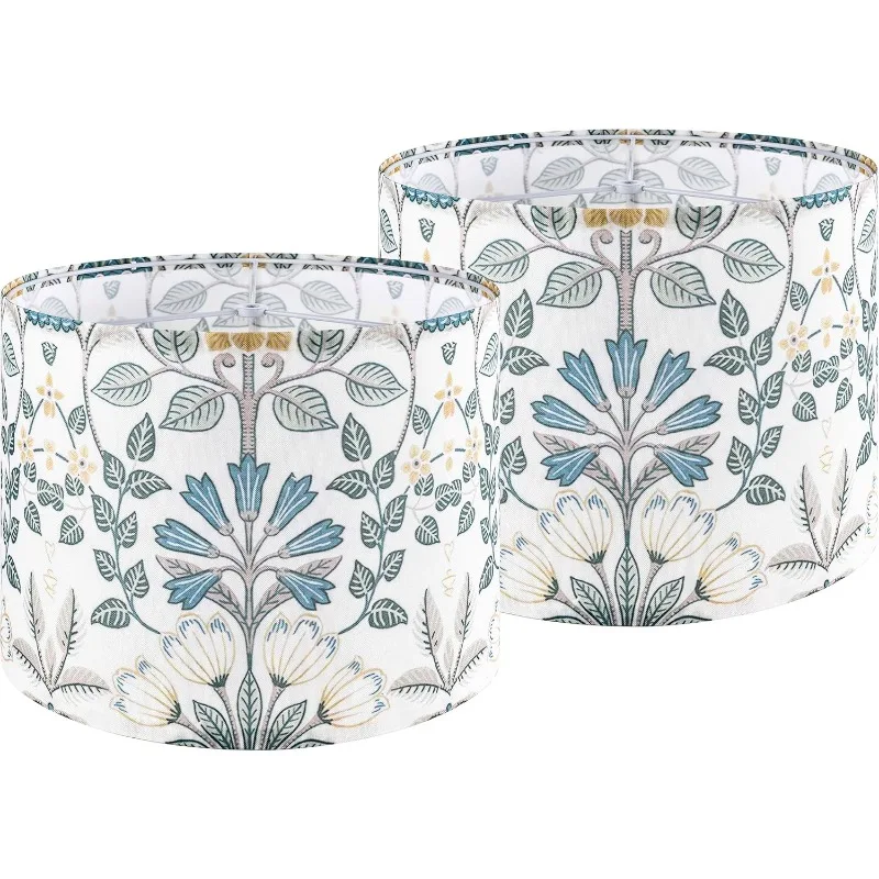 2Packs Lampshade Polyester Fiber Printing Plants Drum Lamp Shade For TableLamp,Floor Lamps,Diy Pendant Light,Assembly Required