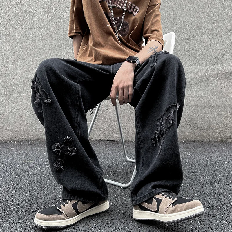 

Autumn New Jeans Men's Fashion Brand Loose Solid Casual Straight Pants Ins Spring and Autumn Versatile Sports Pants