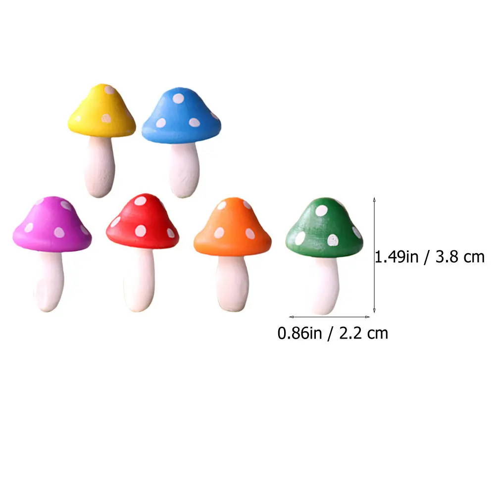 12Pcs Miniature Wood Mushroom Ornament Set Sustainable Natural Wood Tiny Decor for Garden Patio Nursery Desk Shelf