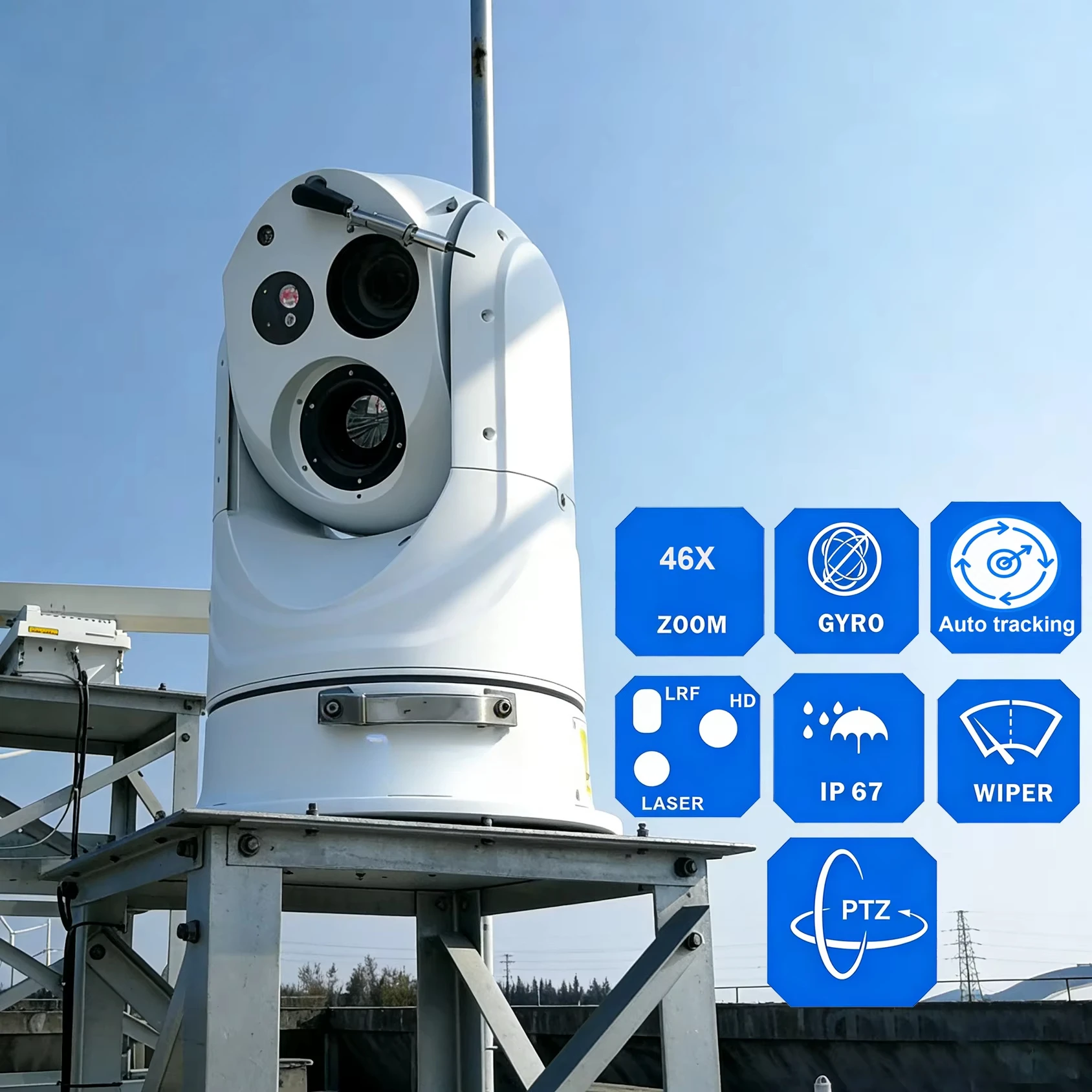 Target Tracking Marine PTZ Camera 3km Long Range 25~75mm Thermal Camera Ship Mounted Coastal Surveillance System