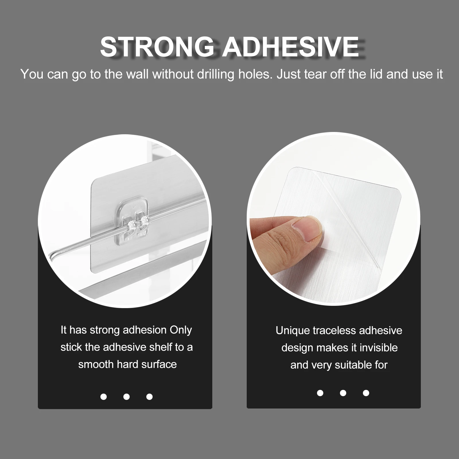 

Stainless Steel Shelf Wall Mounted Storage Rack No Drill for Bathroom Kitchen Saving Widened Guardrail Easy Install