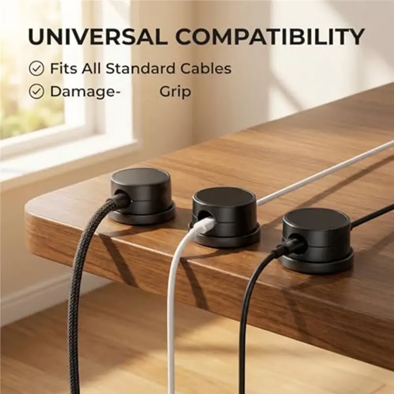 Cable Clips, Magnetic 360° Rotatable Under Desk Management Clips, Strong Adhesive Cord Organizer 12Pcs-[A22I Store]