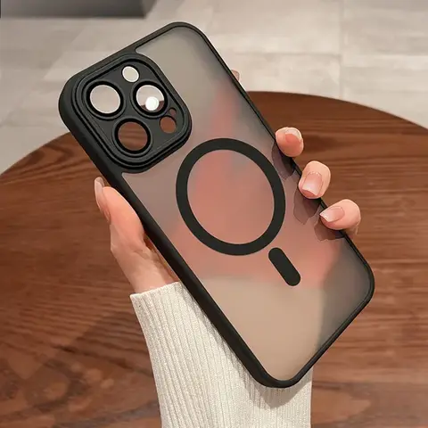 Magnetiskt lyxigt matt genomskinligt stötsäkert skal för iPhone 16 15 14 13 12 17 Pro Max Plus Magsafe trådlöst laddningsfodral 10 best sales iPhone 15 Pro-skal - №1