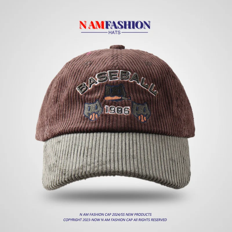 Gorra de béisbol de pana bordada de alta calidad para primavera y otoño, gorra deportiva ajustable para exteriores para hombres y mujeres, Gorras