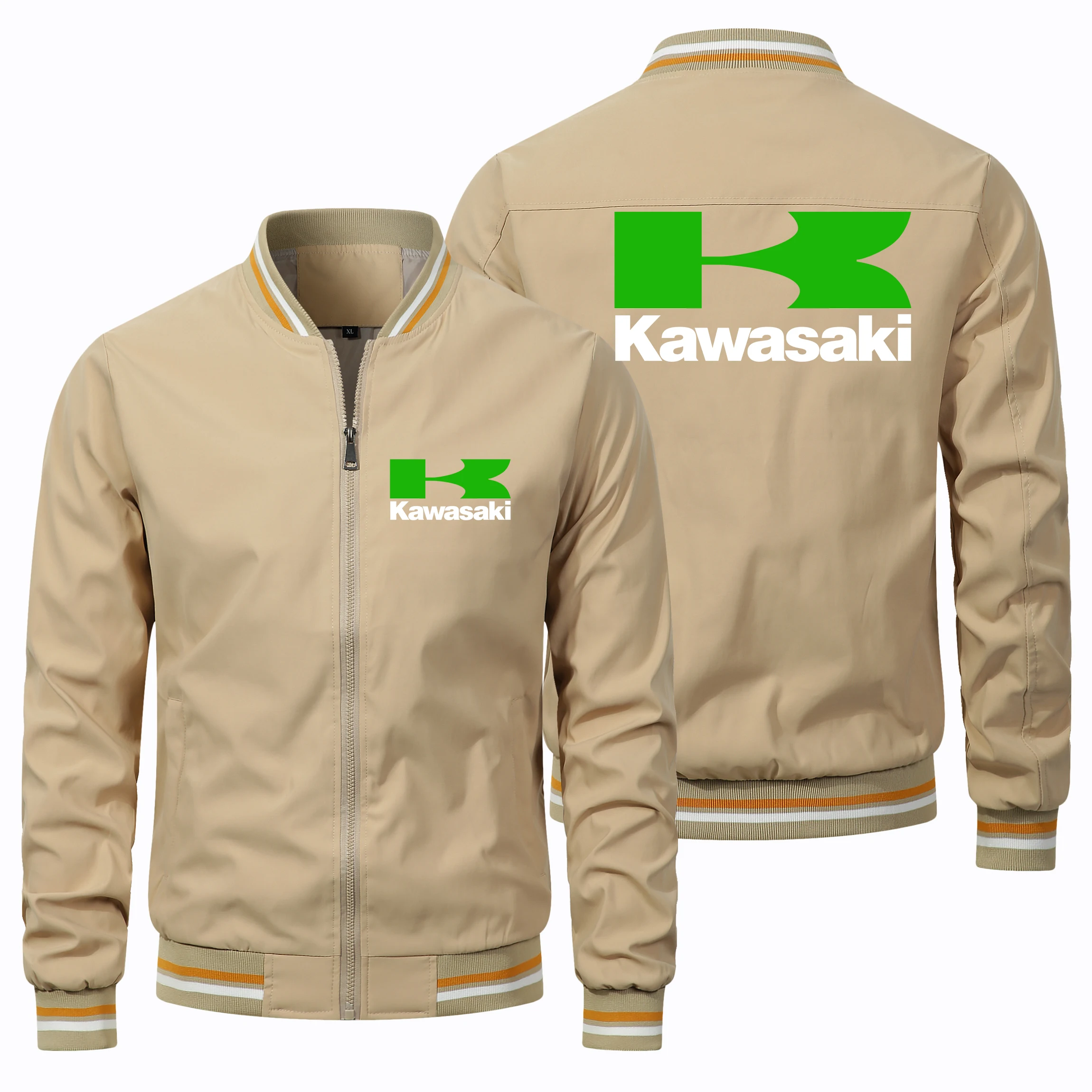 2023 Trendy Men\'s Kawasaki Jacket Car Logo Print Biker Jacket Casual Sportswear Outdoor Motorcycle Jacket Kawasaki Clothing Coat