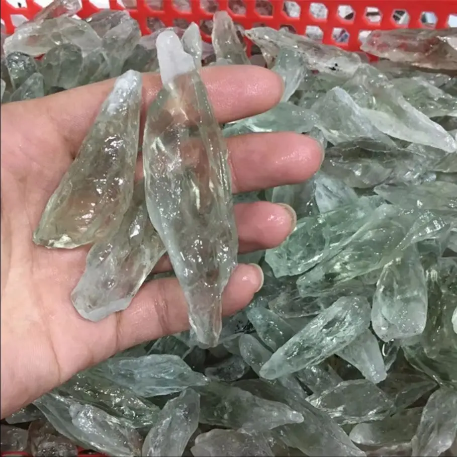 Natural Crystal Wand Green Fluorite Stone Point Healing Green Quartz Crystal Home Decor Flowerpot DIY Pendant DIY Make Jewelr