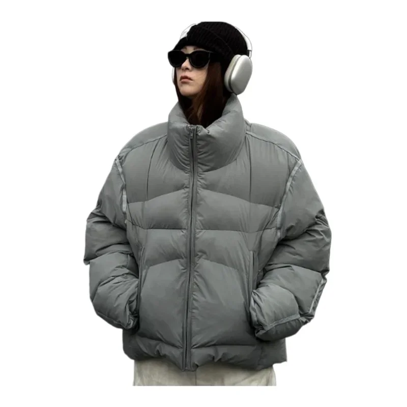 Winter lovers street style retro American cotton-padded jacket high quality thick warm shaped pocket design bread suit size 2XL