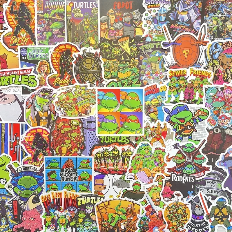 50PCS TMNT Ninja Turtles Cartoon Stickers Kawaii Cute Graffiti Water Bottle Guitar Diary Vinyl Kids DIY Toys Sticker Decals Gift