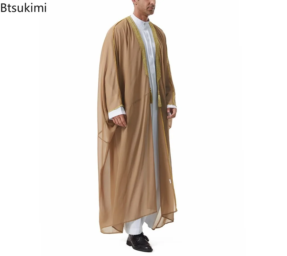 Men Muslim Embroidery Open Abaya Jubba Thobe Cardigan Dress Kimono Turkey Dubai Saudi Kaftan Islam Clothing Prayer Caftan Abayas