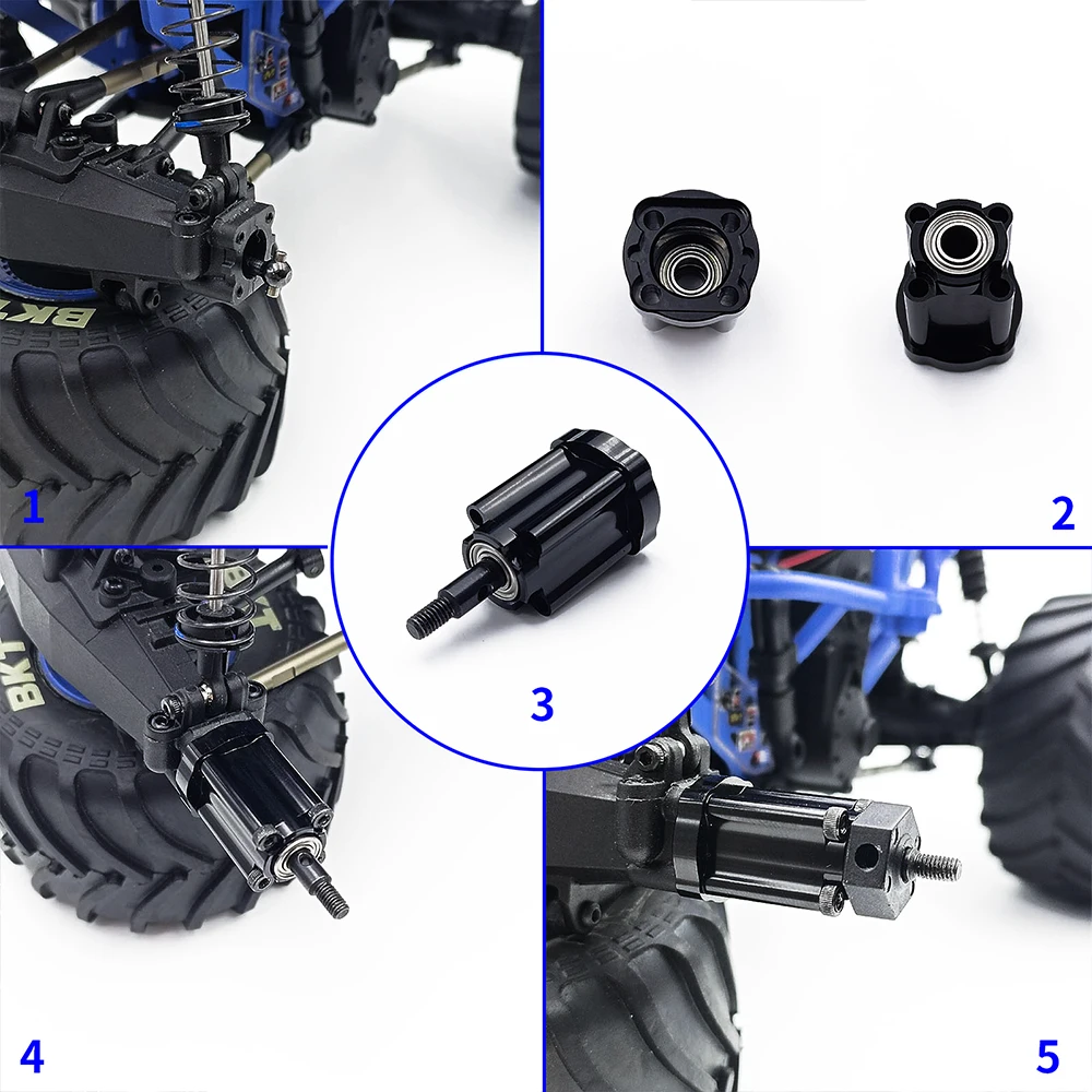 YEAHRUN Manicotto dell'asse posteriore in lega di alluminio per parti di aggiornamento della tazza posteriore dell'auto cingolata 1/18 Mini LMT 4WD RC