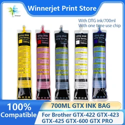 DTG Ink Pack Bag White GTX Ink Chip for Brother GT4 GTX 422 423 455 600 GTX Pro DTG Printer Bulk Ink Pouch