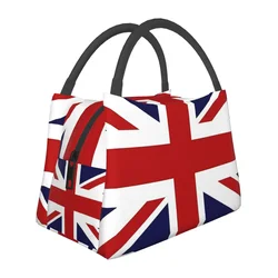 Union Jack Flag Of The UK Lunch Bags isolato Bento Box Portable Lunch Tote Picnic Bags borsa termica più fresca per la scuola della donna