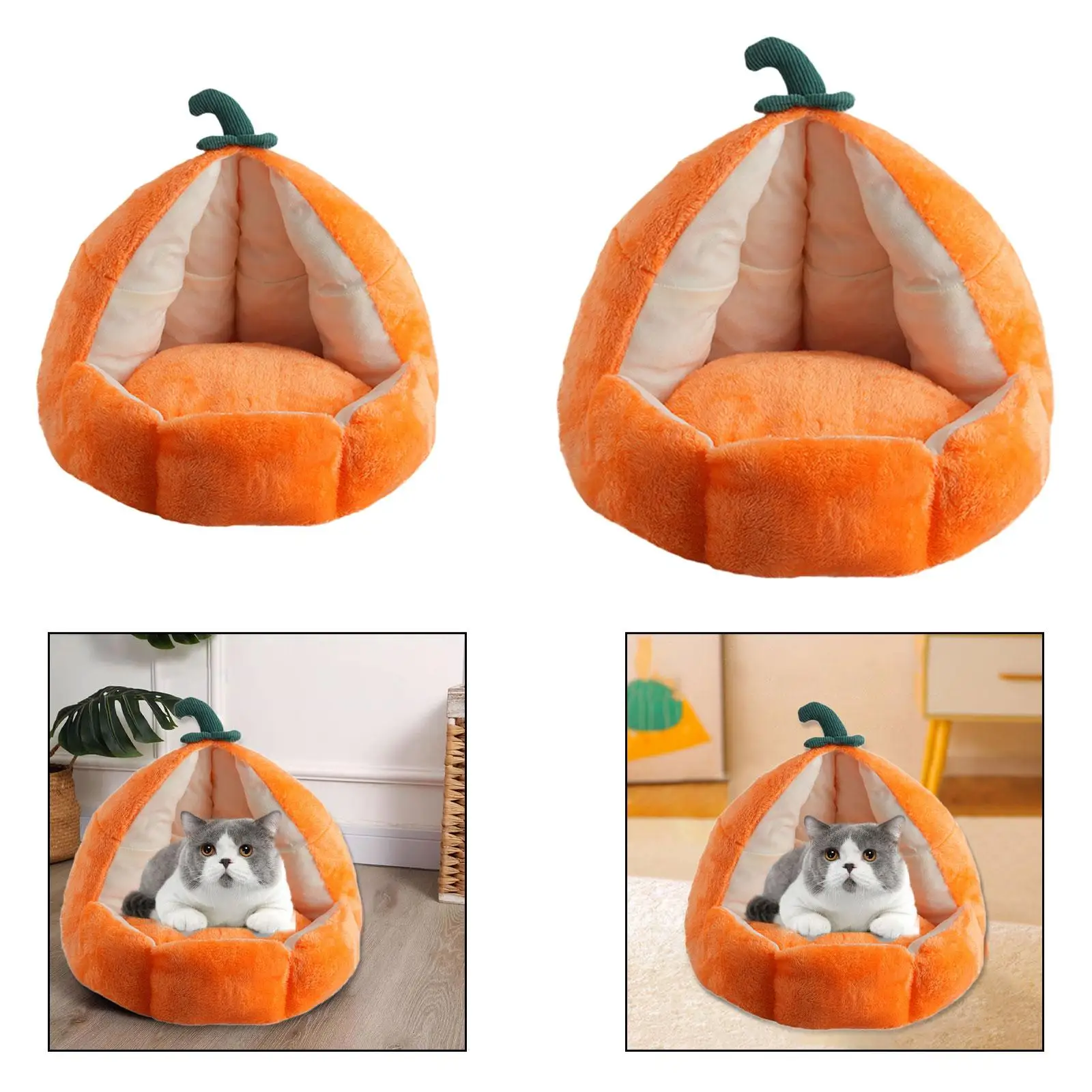 Maison pour chat PP cotons Orange lit pour animaux de compagnie pour l'hiver pratique multi-usages