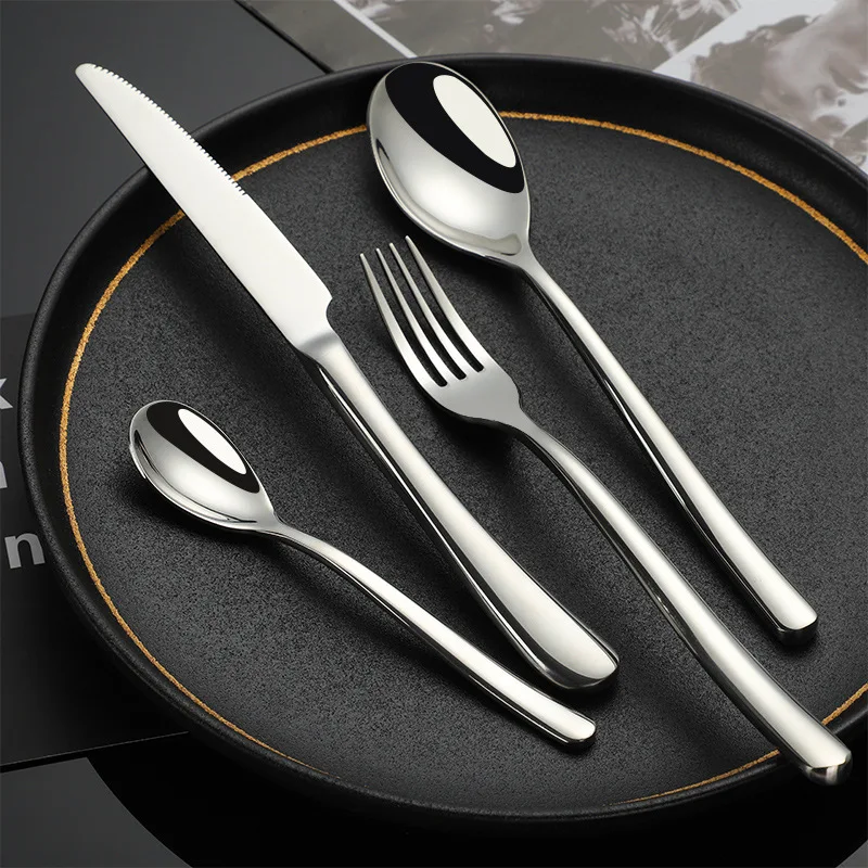 

Cutlery Set Stainless Steel Luxury Silverware Set Tableware Knive Fork Dessert Spoon Western Restaurant Dining Dinner Set