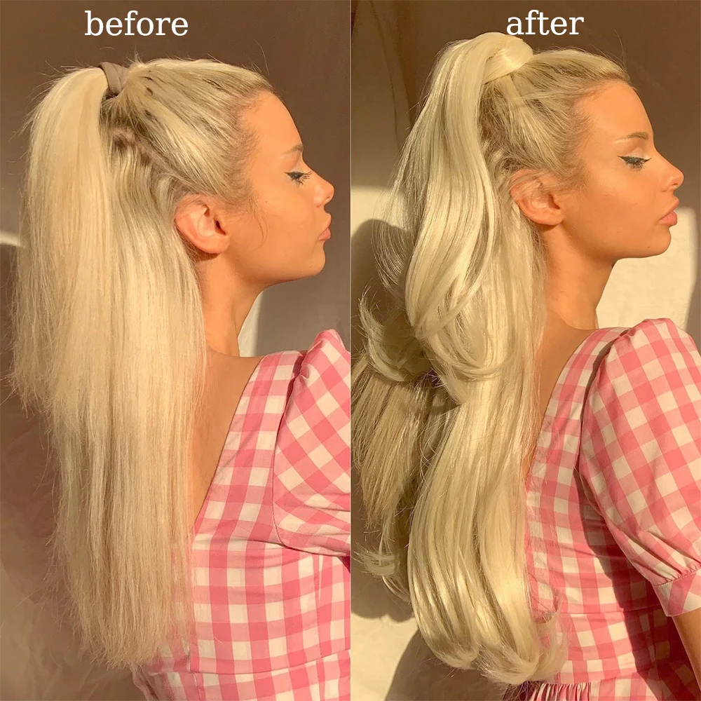 ผมปลอมแบบหางม้าตรงยาว 22 34 นิ้ว ทนความร้อน สำหรับผู้หญิง