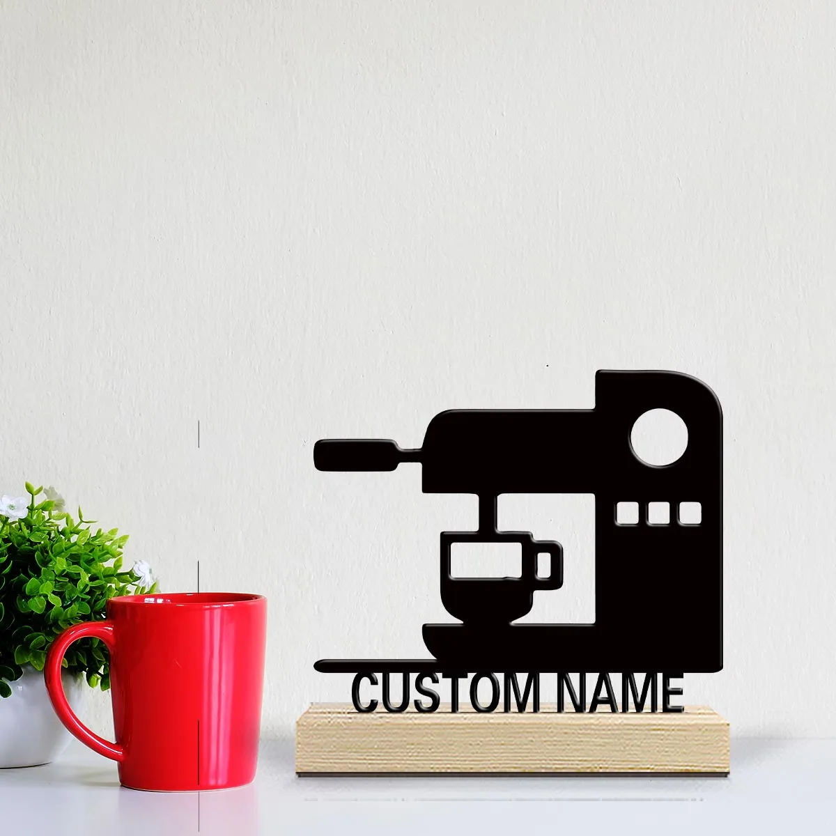 1pc Interesting Metal Desktop Decoration Customizable Name With Wooden Base Holiday Decoration Gifts,Desktop Statue Ornaments