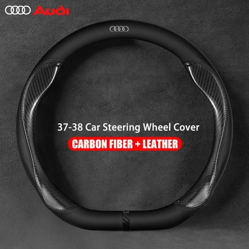 

Leather Carbon Fiber Style for Audi A1 A3 8P A4 A5 A6 C7 A7 S3 S7 S8 R8 Q2 Q3 Q5 Q7 Q8 SQ5 TT RS3 RS6 Car Steering Wheel Cover
