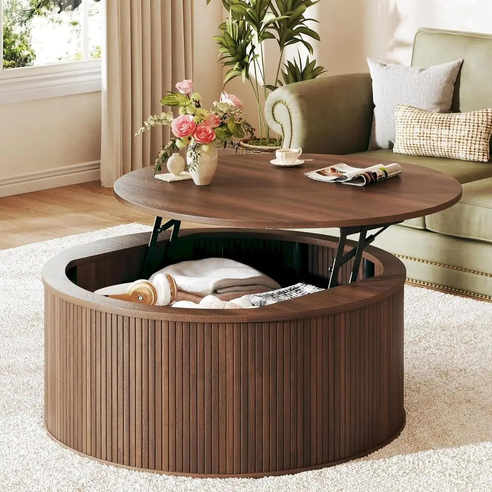 

Round Coee Table with Storage, 31.5" Lit Top Coee Table, Century ern Coee Tables or Living Room, Aparent Oice, luted Table with