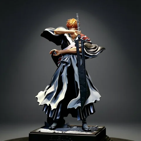 35cm Bleach Dual Blades Ichigo Kurosaki Figure Thousand-Year Blood War Anime Statue Desktop Ornament Collect Model Toy Boys Gift