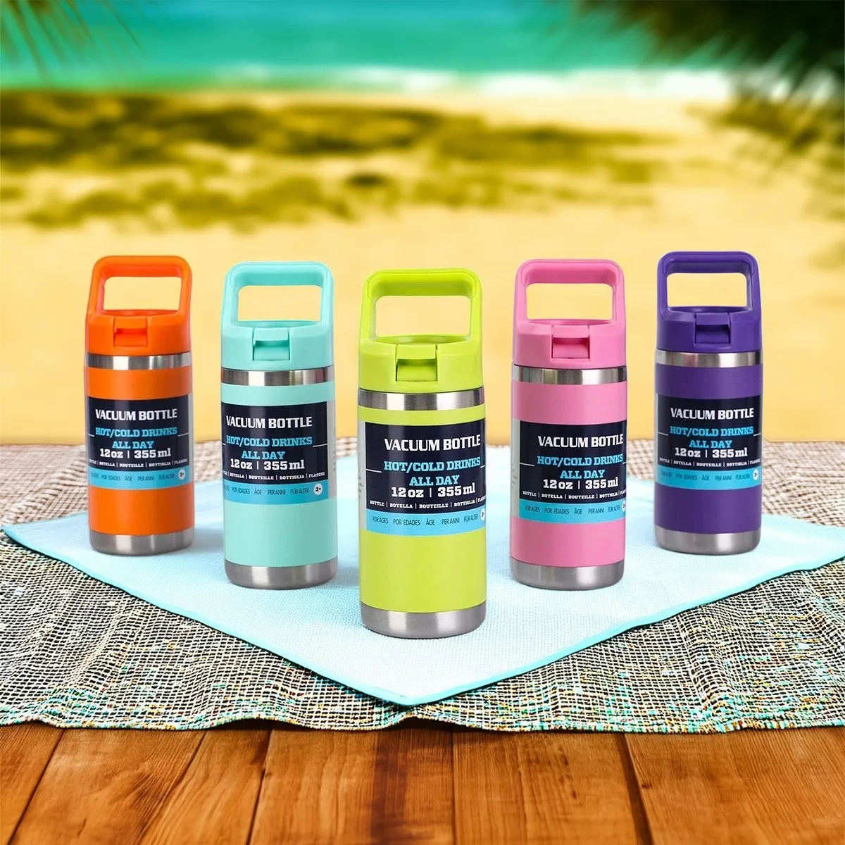 12oz Straw Cup, Insulated Cup with Handle, Portable Insulated Cup, Cold-Keeping Bottle, Can Be Used for 365 Days, 6 Colors to Choose From, the Colors Are Bright and Beautiful, You Deserve to Own One of These Colors