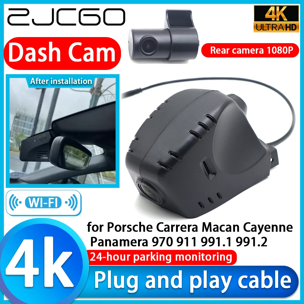 Câmera DVR 4K ZJCGO para Porsche Carrera, Macan, Cayenne, Panamera 970, 911, 991.1, 991.2 com Lente Sony e Gravador de Vídeo