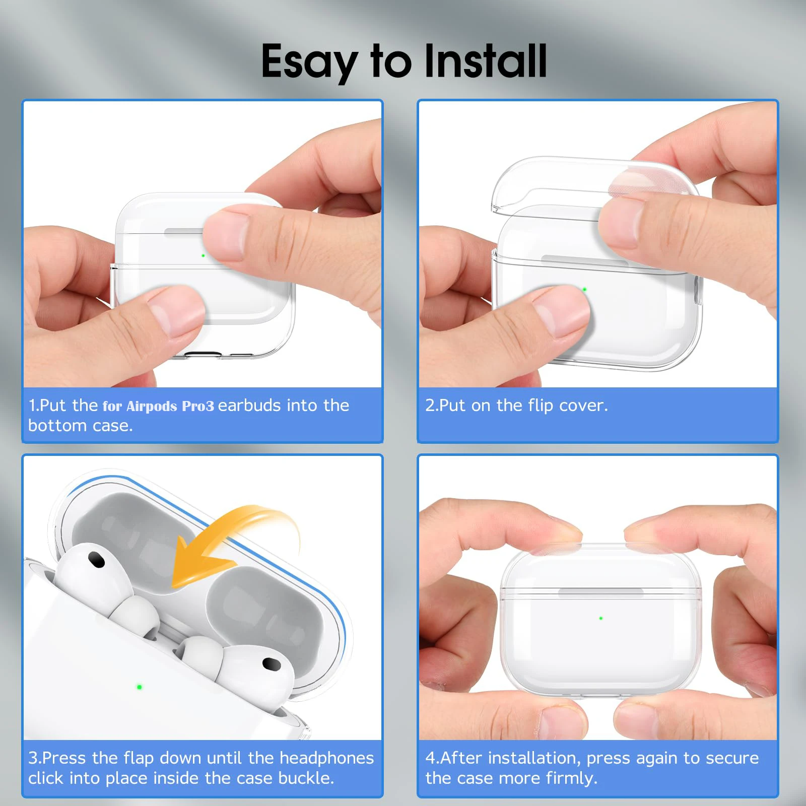 حافظة شفافة لأجهزة AirPods Pro 3 2025 حافظة سماعات أذن واقية مضادة للضياع ومضادة للصدمات لأجهزة AirPods Pro 3 3rd Pro3 Capa مع خطاف