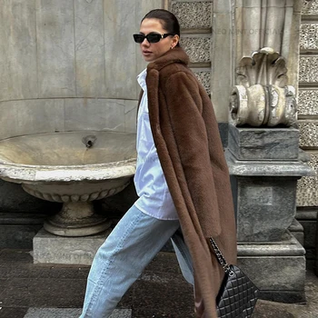 Luxury Faux Mink Coat 2 Neo Mint 2024 Winter Luxury Faux Mink Fur Coat Women Iconic Brand Long Outerwear Jacket Crystal Hooks Street Style Warm Overcoat 2
