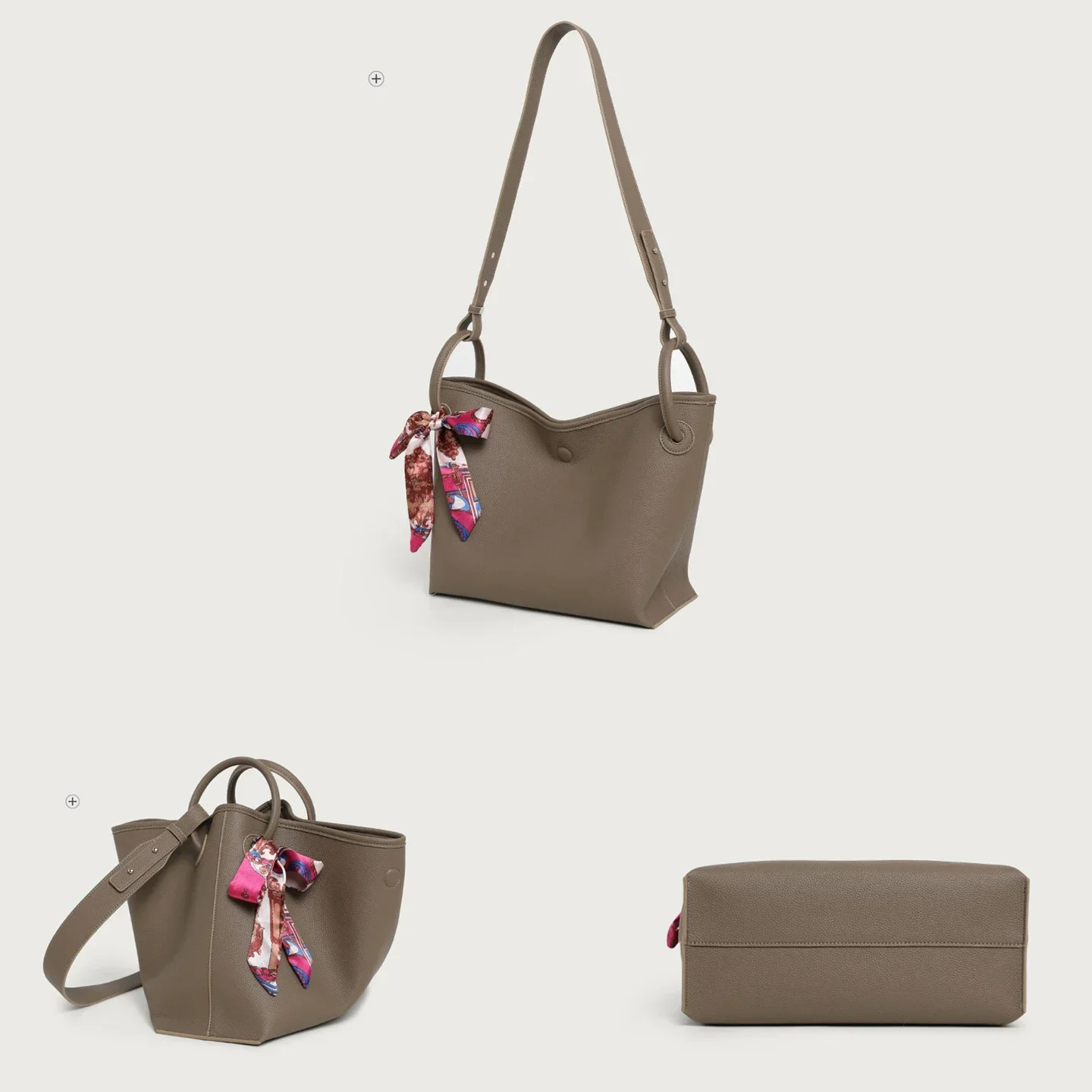 Light Luxury High end Women Tote Bag PU Leather Solid Color 2 in 1 Shoulder Crossbody Handbag with Detachable Inner Pouch view 5