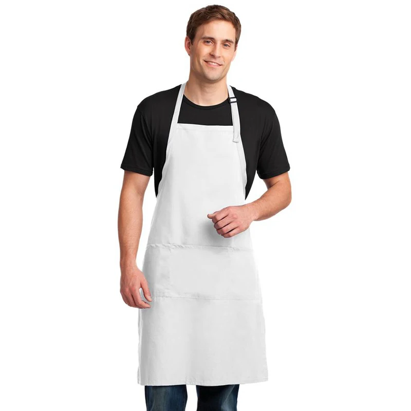 Funny Poly Cotton White Apron Customized Logo for Home Cooking Kitchen Restaurant Barbecue Adjustable Neck Hanger Cleaning Apron