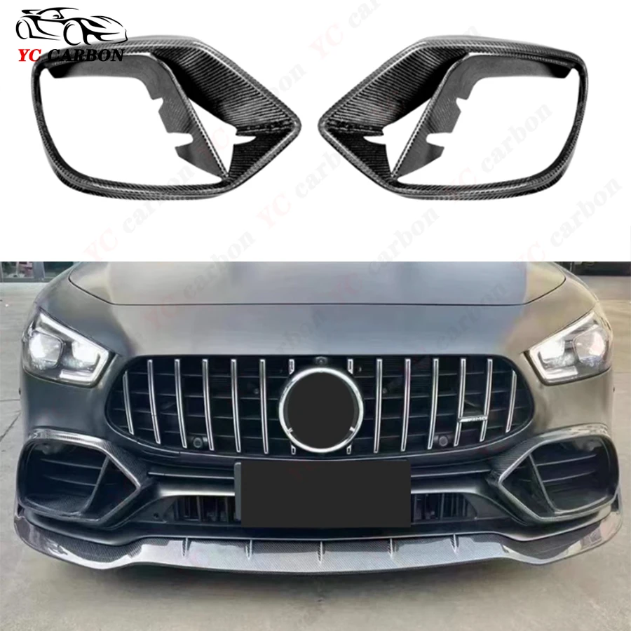 

For Mercedes Benz AMG GT GT50 GT53 2PCS High quality Carbon Fiber Front Bumper Air Vent Cover Trims Fog lamp frame