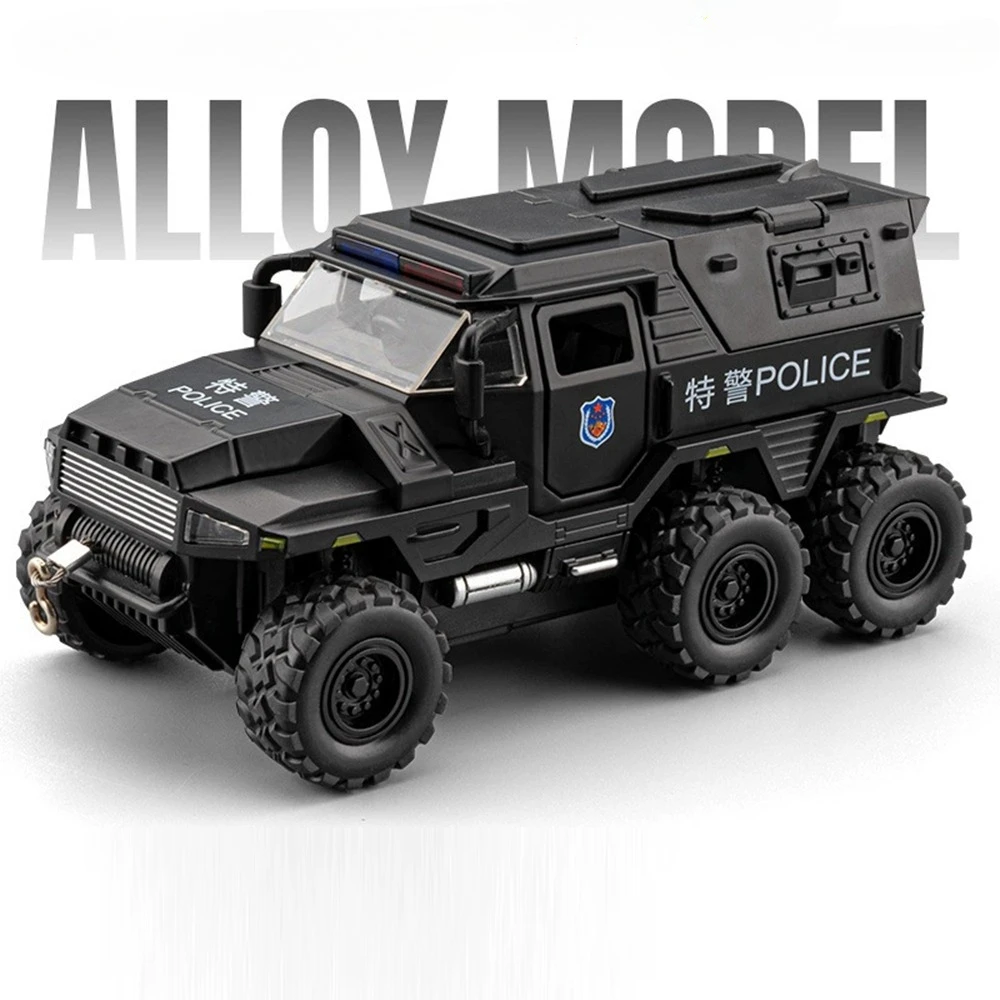 1:32 مقياس الفاتح Sabertooth سيارة شرطة لعبة مجسمة ضوء الصوت التراجع محاكاة نماذج المركبات المدرعة عنصر قابل للجمع