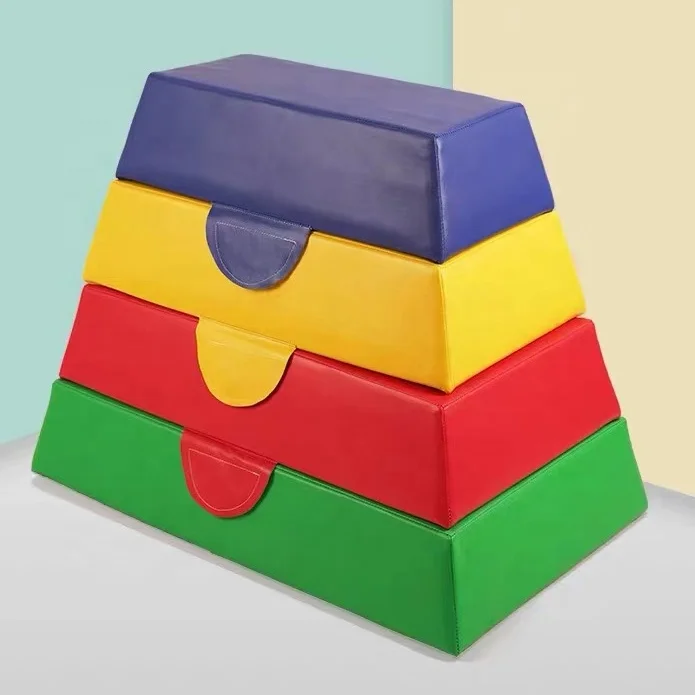 

Kids Four-section Pommel Horse Soft Vaulting Jump Box Multi-function Gymnastics E