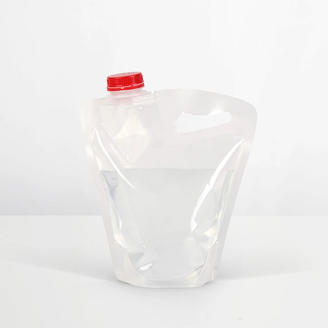 Bolsa de agua reutilizable portátil personalizada 123Hot 3L ~ 5L bolsa de pie con boquilla de mango de plástico