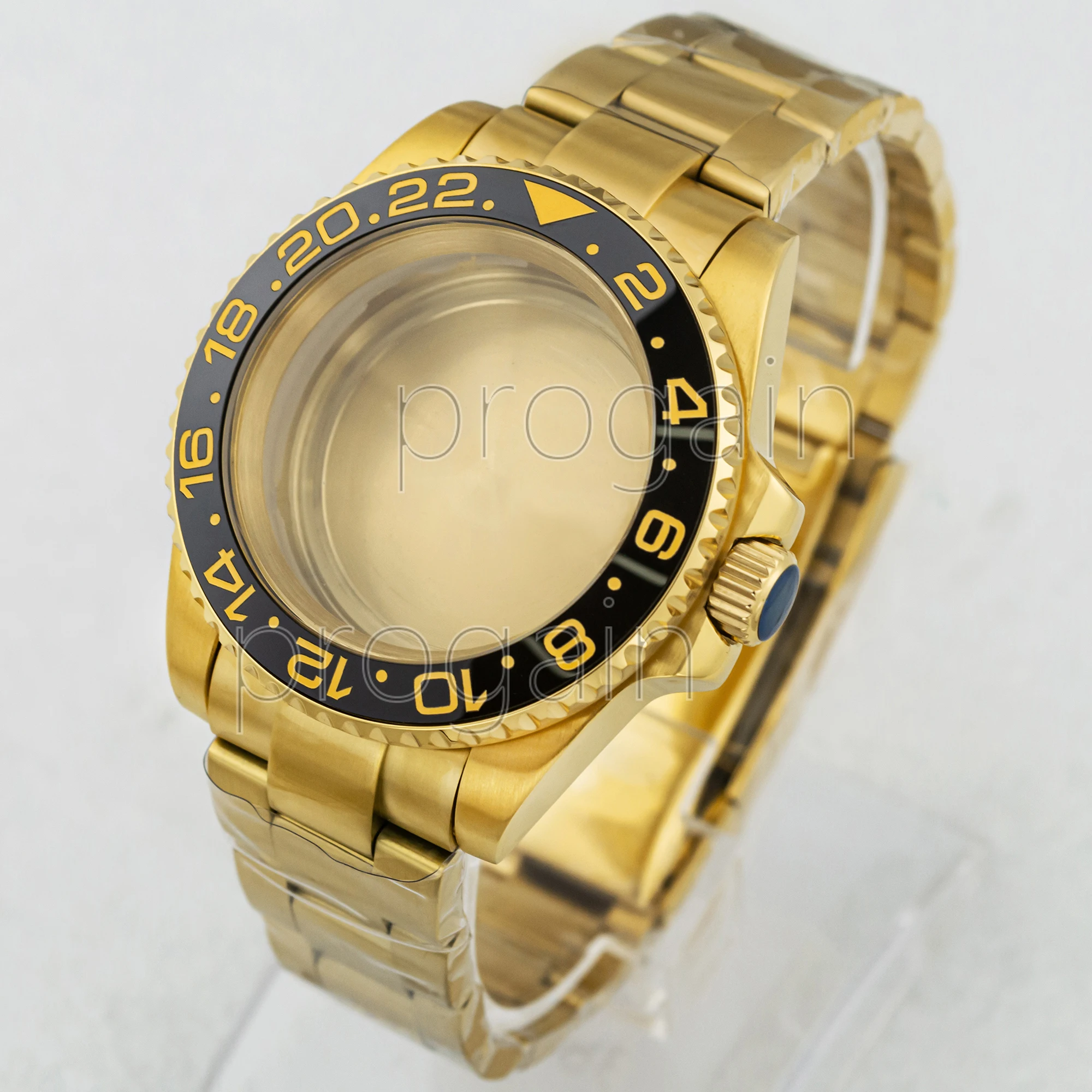 

40mm Watch Case Oyster Strap Sapphire Crystal 10ATM Waterproof NH35 Case For NH35 NH36 Nh34 Automatic Movement Gold Case