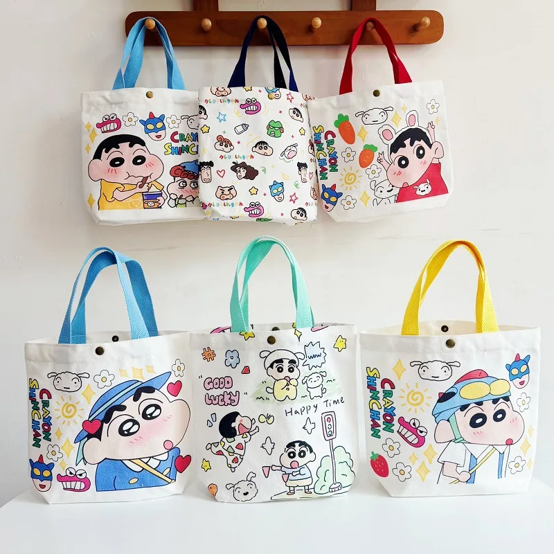 

Cartoon Crayon Shin-chan Women's Canvas Handbag Anime Portable Tote Bags Cute Print Small Pouch Female Girl Shopping Bag Gifts