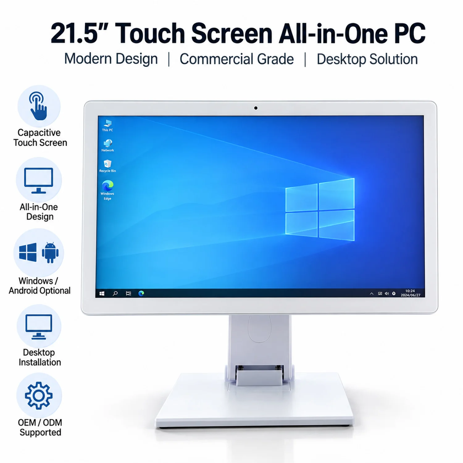 desktop self-service kiosks, touchscreen kiosks, Windows Android interactive kiosks with QR code scanners and printers