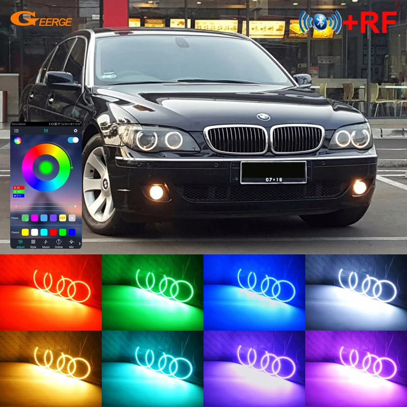 

For BMW E66 E65 Facelift 2006 2007 2008 Bluetooth-Compatible APP Ultra Bright Multi-Color RGB Led Angel Eyes Kit Halo Rings