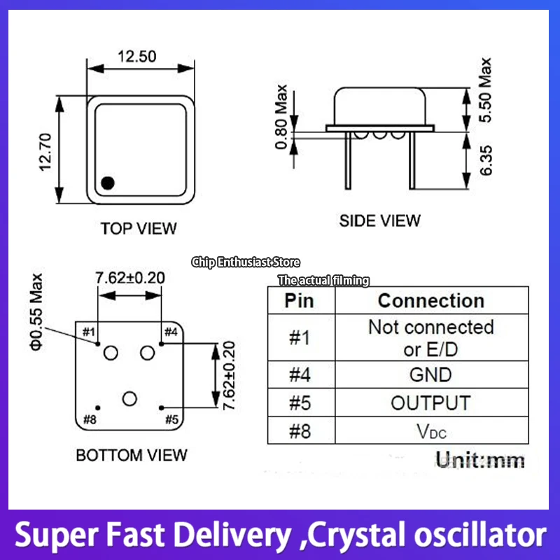 5pcs In line active crystal oscillator square 32m 32mhz 32.000mhz 4-pin half size 3.3V clock oscillator